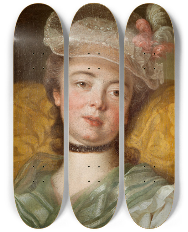 Triptych art skateboard deck of Per Krafft The Elder Portrait Of A Lady by Per Krafft The Elder (1724-1793)