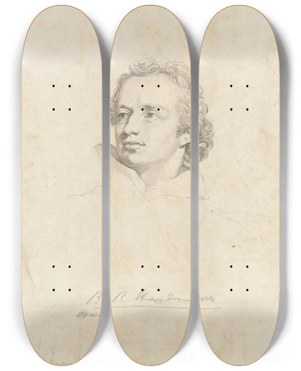 Triptych art skateboard deck of Benjamin Robert Haydon Portrait Of Benjamin Robert Haydon by Benjamin Robert Haydon (1786-1846)