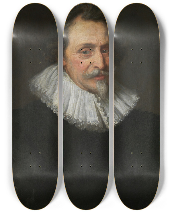 Triptych art skateboard deck of Erasmus Quellinus The Younger Portret Van Ludovicus Nonnius by Erasmus Quellinus The Younger (1607-1678)