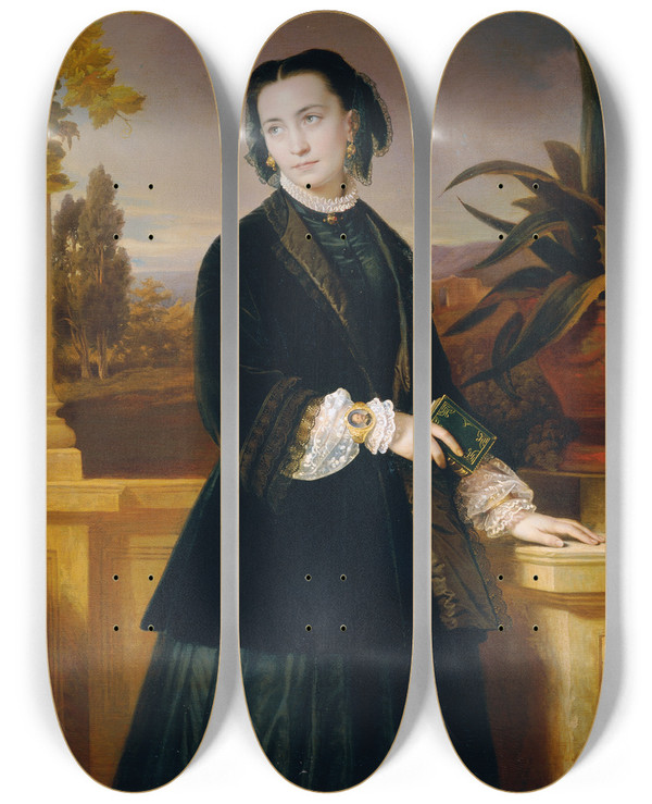 Triptych art skateboard deck of Eduard Ritter Von Engerth Auguste Engerth Die Gattin Des Knstlers by Eduard Ritter Von Engerth (1818-1897)