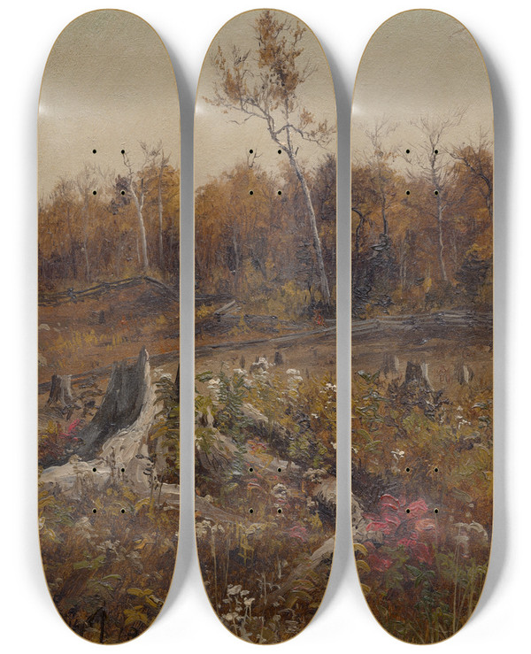 Triptych art skateboard deck of Lockwood De Forest Landscape_4 by Lockwood de Forest (1850-1932)