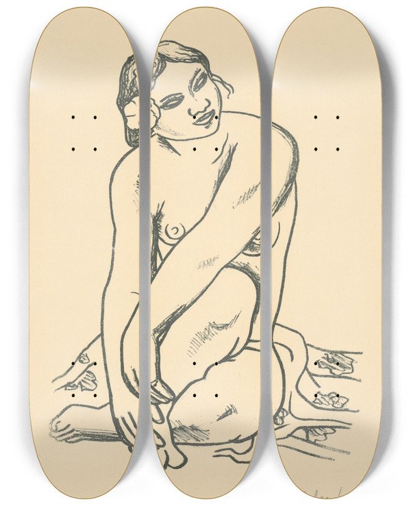 Triptych art skateboard deck of Mikul Galanda Mulatka by Mikulas Galanda (1895-1938)