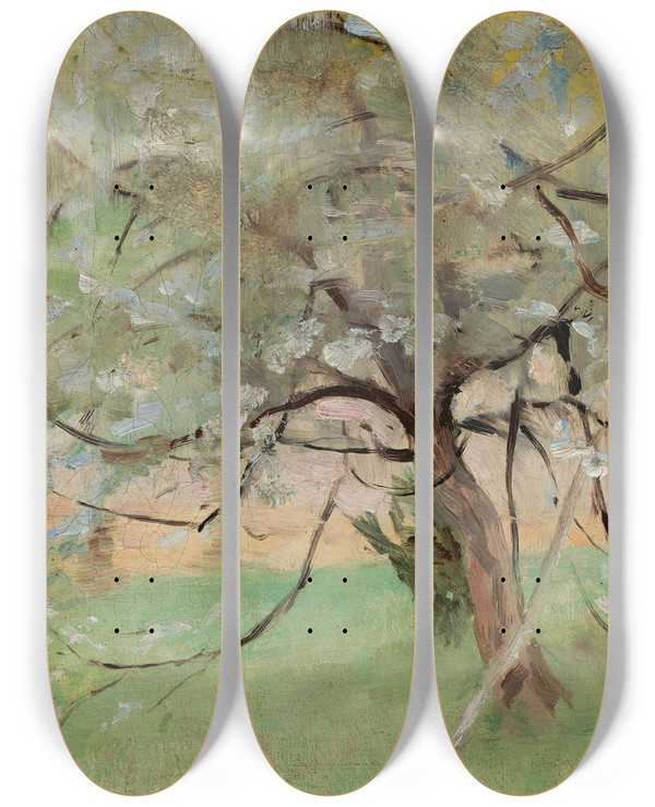 Triptych art skateboard deck of Jan Cigliski Apple Tree by Jan Ciaglinski (1858-1913)