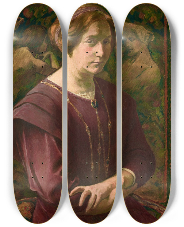 Triptych art skateboard deck of Georges Daniel De Monfreid Anna Filiabella Portrait De La Femme De Lartiste by Georges Daniel De Monfreid (1856-1929)
