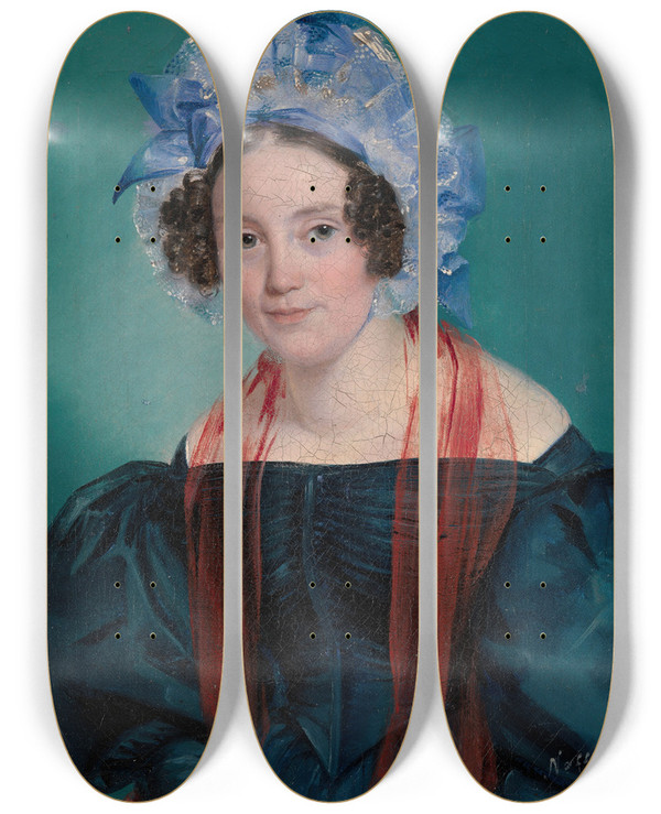 Triptych art skateboard deck of Carl Timoleon Von Neff Portrait Of A Countess by Carl Timoleon Von Neff (1804-1877)