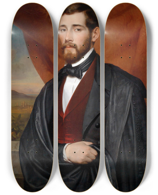 Triptych art skateboard deck of Karl Von Blaas Portrt Gegenstcke_1 by Karl Von Blaas (1815-1894)