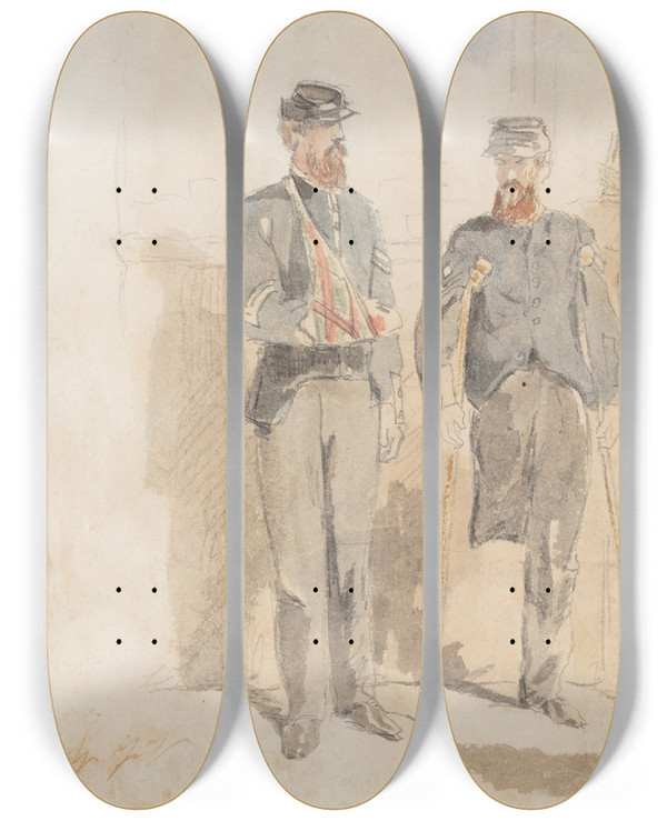 Triptych art skateboard deck of Winslow Homer From Richmond by Winslow Homer (1836-1910)