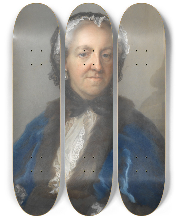 Triptych art skateboard deck of Gustaf Lundberg Baroness Ulrika Maria Sparre Ne Tessin by Gustaf Lundberg (1695-1786)