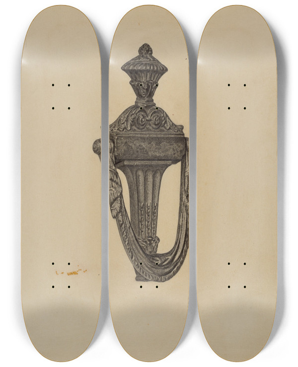 Triptych art skateboard deck of Jack Staloff Door Knocker_3 by Jack Staloff