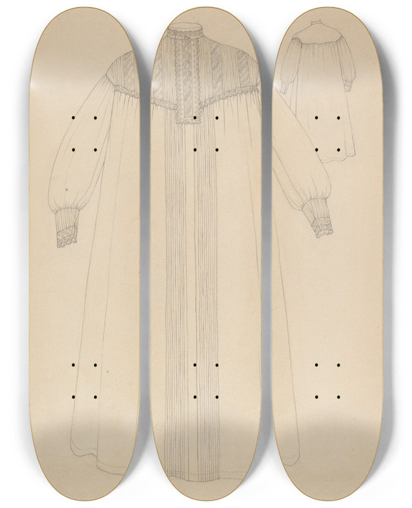 Triptych art skateboard deck of Rosalia Lane Nightgown by Rosalia Lane