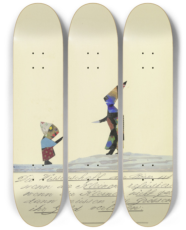 Triptych art skateboard deck of John Elsas Die Wissenschaft Der Brse by John Elsas (1851-1935)
