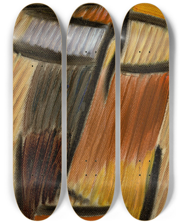 Triptych art skateboard deck of Alexej Von Jawlensky Meditation_4 by Alexej Von Jawlensky (1864-1941)