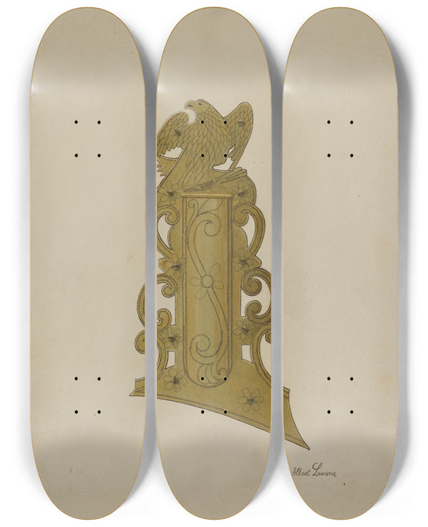 Triptych art skateboard deck of Albert Levone Patch Box Of Kentucky Rifle_2 by Albert Levone (20-)