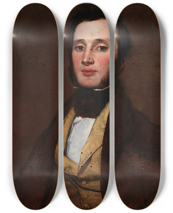 Triptych art skateboard deck of William Page Portrait Of A Young Man by William Page (1811-1885)