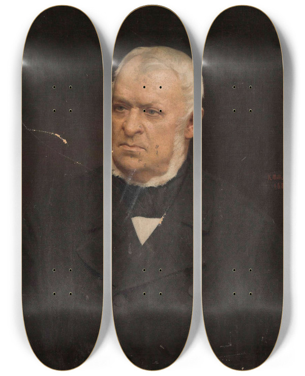 Triptych art skateboard deck of Karol Miller Portrait Of Aleksander Wielopolski by Karol Miller (1835-1920)