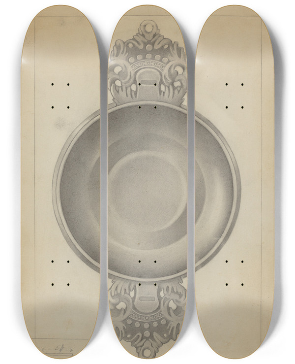 Triptych art skateboard deck of Charles Cullen Pewter Porringer_15 by Charles Cullen (20-)