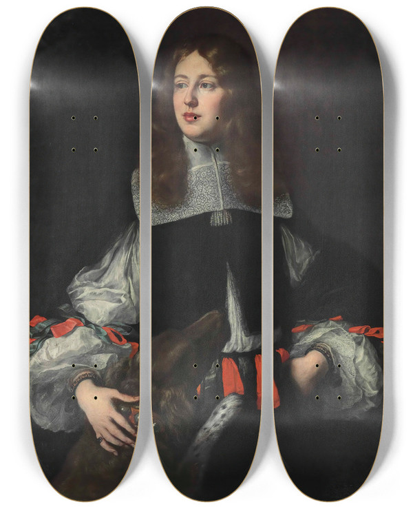 Triptych art skateboard deck of Justus Sustermans Portrait Of Orazio Piccolomini 16391678 by Justus Sustermans (1597-1681)