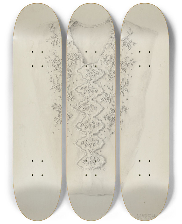 Triptych art skateboard deck of Herbert Marsh Cotton Vestie by Herbert Marsh