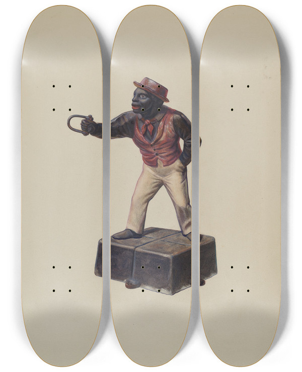 Triptych art skateboard deck of Richard Correll Hitching Post by Richard Correll