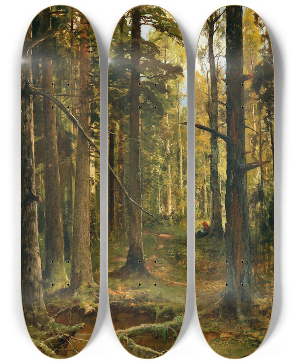 Triptych art skateboard deck of Julius Sergius Klever Little Red Riding Hood by Julius Sergius Klever (1850-1924)