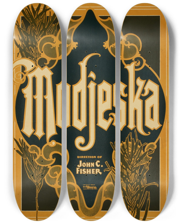 Triptych art skateboard deck of Strobridge And Co Modjeska by Strobridge and Co (1910-1954)