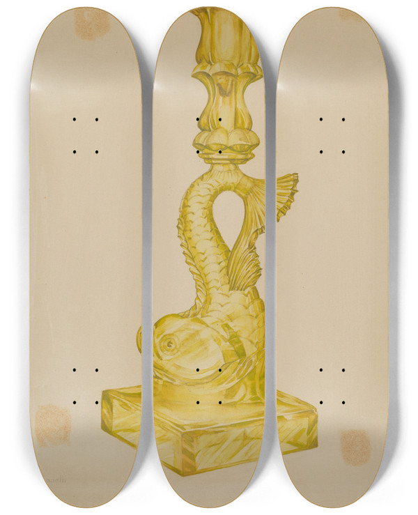 Triptych art skateboard deck of Giacinto Capelli Dolphin Candlestick by Giacinto Capelli (20-)