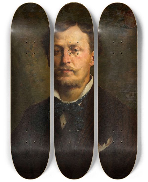 Triptych art skateboard deck of Franz Xaver Stocker Bildnis Des Architekten Otto Wagner Im Alter Von Ca 40 Jahren by Franz Xaver Stocker (1835-1887)