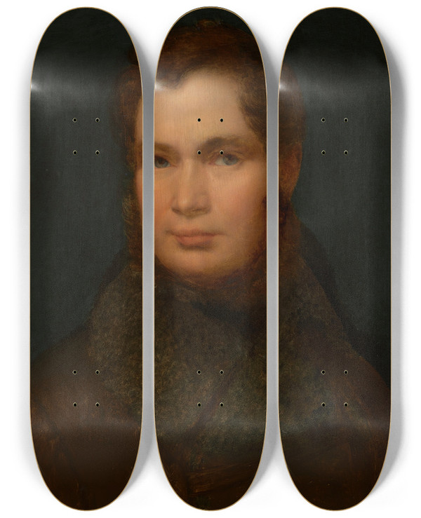 Triptych art skateboard deck of Wojciech Korneli Stattler Selfportrait_1 by Wojciech Korneli Stattler (1800-1875)