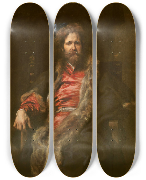 Triptych art skateboard deck of Anthony Van Dyck The Painter Martin Ryckaert by Anthony Van Dyck (1599-1641)