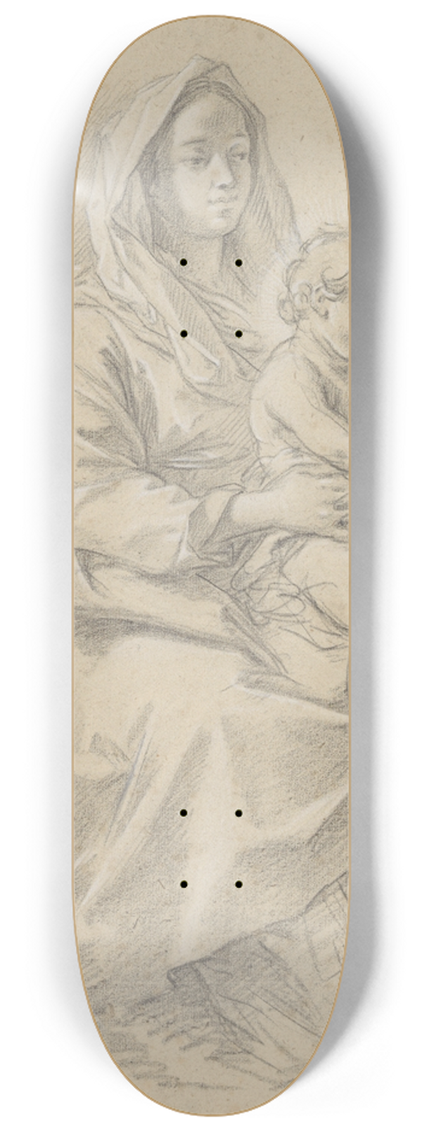 Etienne Parrocel - Seated Woman with a Child on her Lap (Study for a Mystic Marriage of St. Catherine of Alexandria) 8.25 inch art skate deck