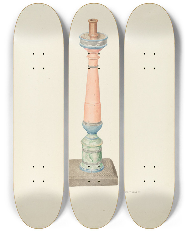 Triptych art skateboard deck of Edward Jewett Candlestick Ecclesiastical_2 by Edward Jewett (20-)