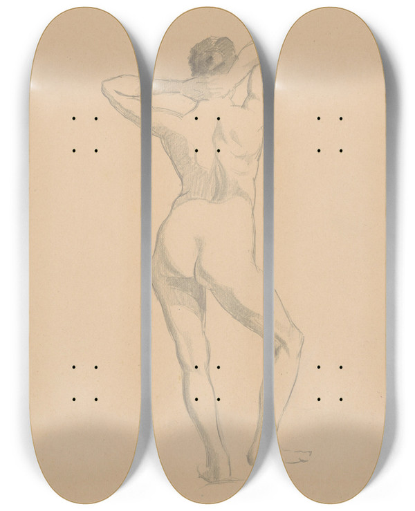 Triptych art skateboard deck of Tefan Polkorb Sketchbook With Nudes_20 by Stefan Polkorab