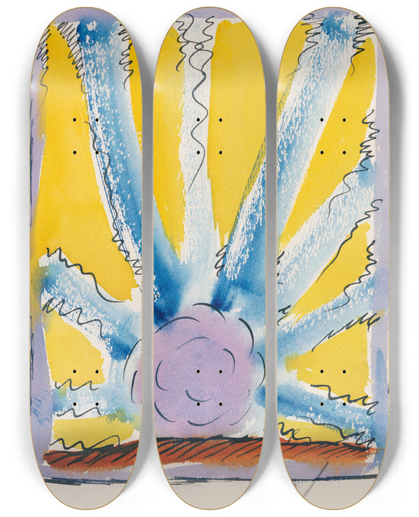Triptych art skateboard deck of Karl Wiener Aus Meinem Leben 50 Bltter Xiv by Karl Wiener (1901-1949)
