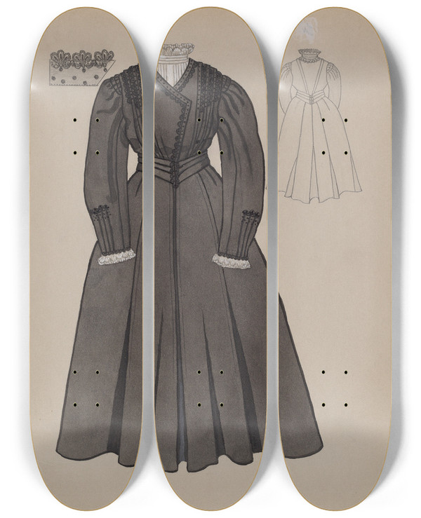 Triptych art skateboard deck of Marie Famularo Dress_1 by Marie Famularo