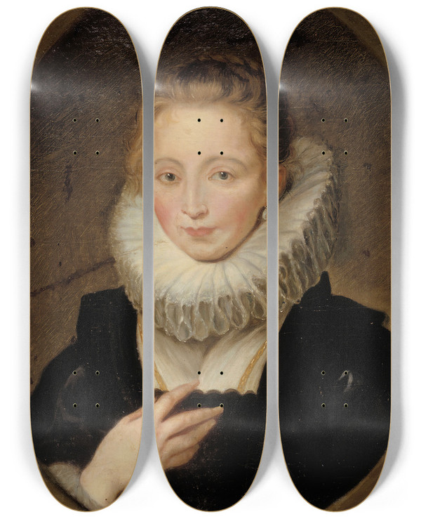 Triptych art skateboard deck of Carl Frederik Von Breda Archduchess Isabellas Chambermaid by Carl Frederik Von Breda (1759-1818)