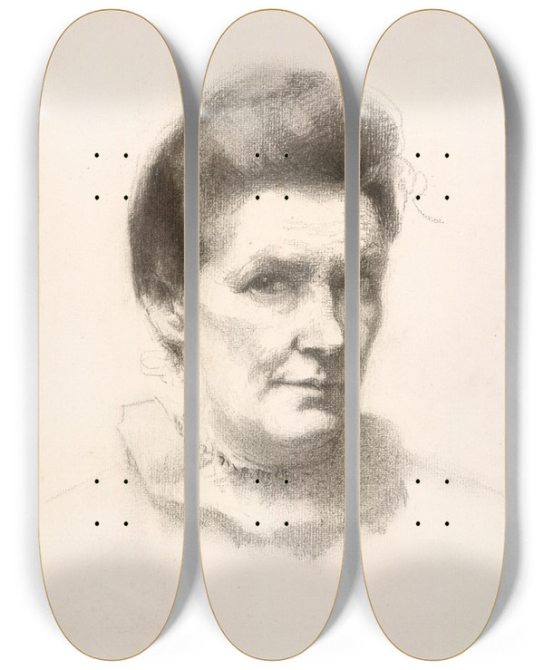 Triptych art skateboard deck of Minerva Chapman Selfportrait by Minerva Chapman