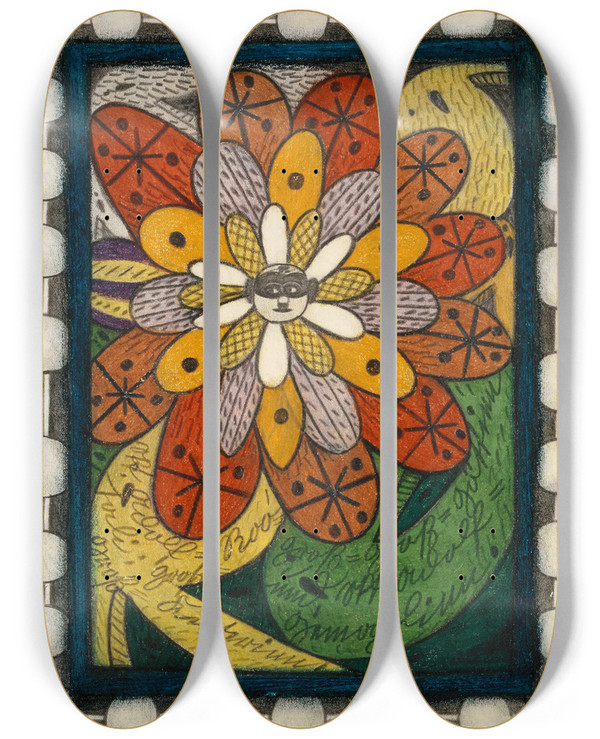 Triptych art skateboard deck of Adolf Wlfli Skt Adolfroosali by Adolf Wolfli (1864-1930)
