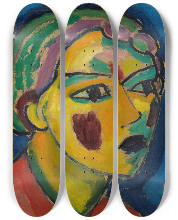 Triptych art skateboard deck of Alexej Von Jawlensky Dichterin Mystischer Kopf by Alexej Von Jawlensky (1864-1941)