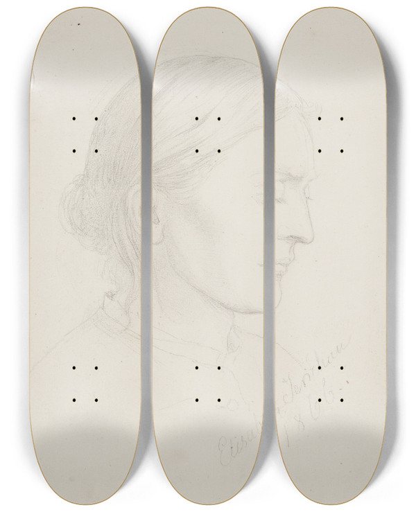 Triptych art skateboard deck of Elisabeth Jerichau Baumann Ldre Kvinde I Profil by Elisabeth Jerichau Baumann (1819-1881)