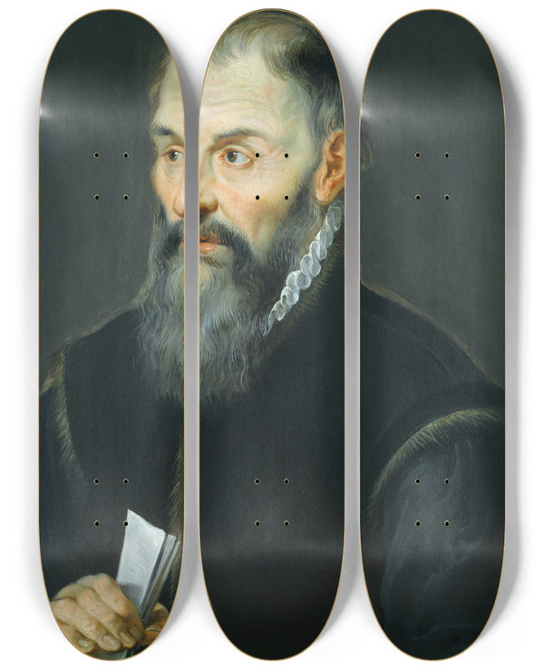 Triptych art skateboard deck of Peter Paul Rubens Portret Van Jacobus Moretus by Peter Paul Rubens (1577-1640)