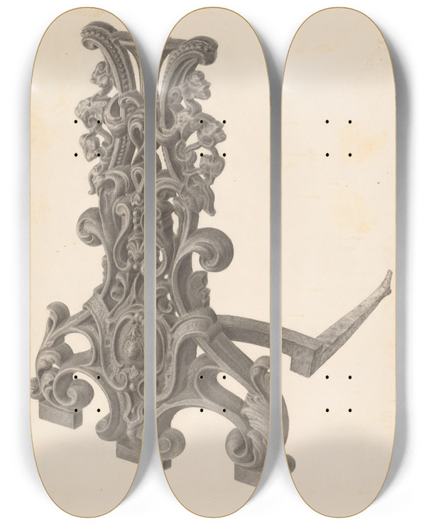 Triptych art skateboard deck of Filippo Porreca Andiron One Of Pair_1 by Filippo Porreca