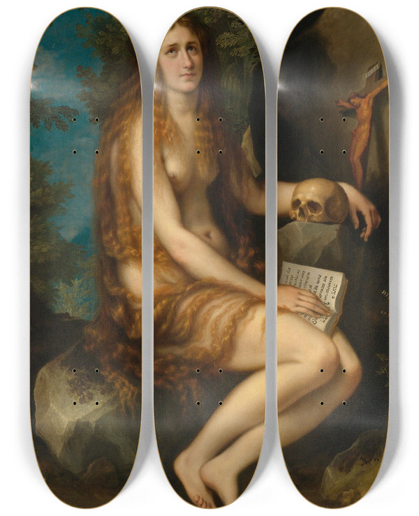 Triptych art skateboard deck of Cigoli Ludovico Cardi The Penitent Magdalene by Cigoli (Ludovico Cardi) (1559-1613)