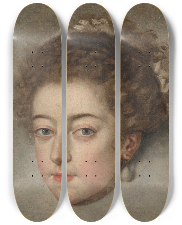 Triptych art skateboard deck of Frans Pourbus The Younger A Head Study Of Queen Henriettemaria Of France 16091669 by Frans Pourbus The Younger (1569-1622)