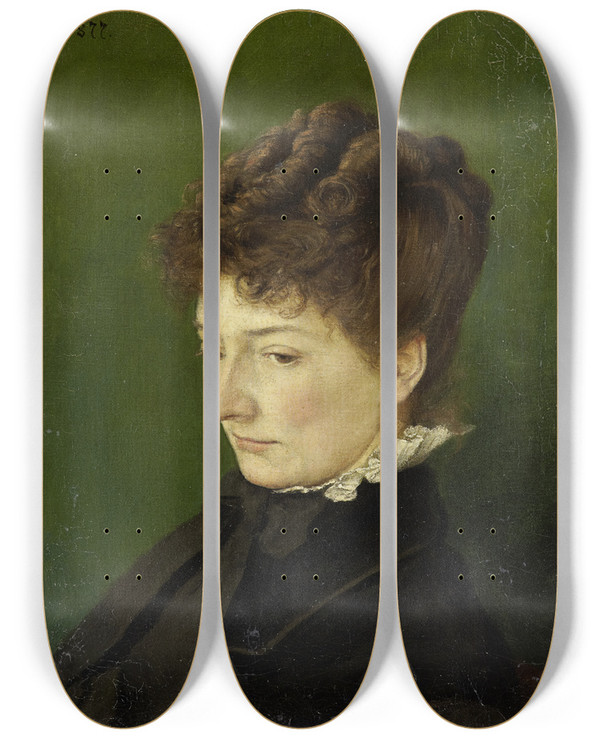 Triptych art skateboard deck of Hans Thoma Portrait Of Ida Mller Ne Scholderer by Hans Thoma (1839-1924)