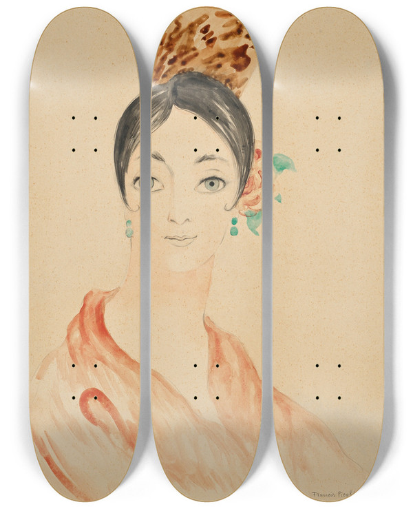 Triptych art skateboard deck of Francis Picabia Espagnole_2 by Francis Picabia (1879-1953)