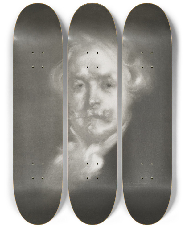 Triptych art skateboard deck of Eugne Carriere Edmond De Goncourt by Eugene Carriere (1849-1906)