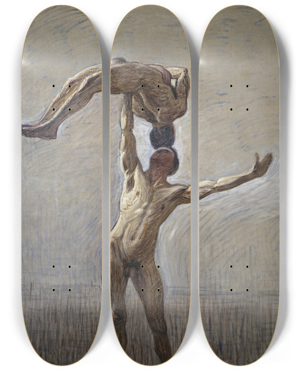 Triptych art skateboard deck of Eugne Jansson Athletes by Eugene Jansson (1862-1915)