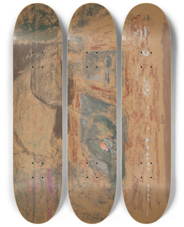 Triptych art skateboard deck of Douard Vuillard Madame Vuillard Devant La Chemine by douard Vuillard (1868-1940)