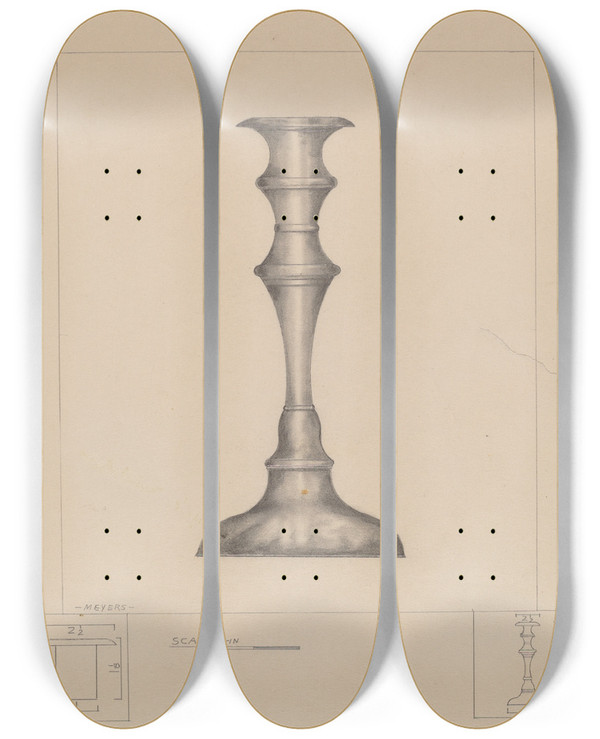 Triptych art skateboard deck of Henry Meyers Candlestick_9 by Henry Meyers (20-)