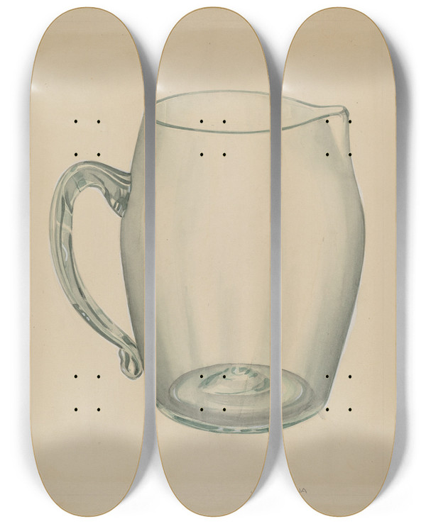 Triptych art skateboard deck of John Dana Pitcher_2 by John Dana (1935)